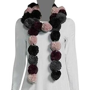 NWT REBECCA MINKOFF Women’s Multi Color Pompom Scarf one size